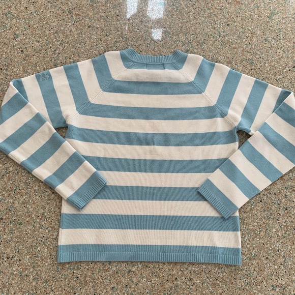 Horny Toad Light Blue Striped Cropped Sweater - Picture 4 of 6